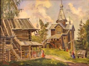 42俄罗斯老村庄维托斯拉维茨，阿廖娜&middot;瓦西里耶娃，布面油画，40&times;60cm，2011年